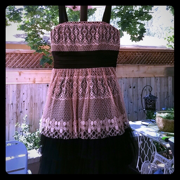 prom dress worn once. Added black ribbon straps