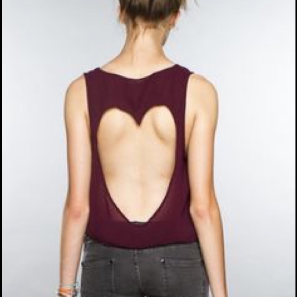 RARE Brandy Melville Maroon Heart Cutout Top