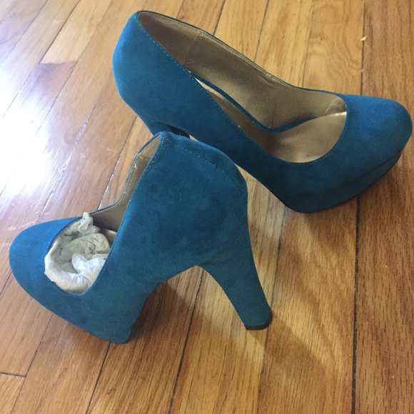 Teal platform heels