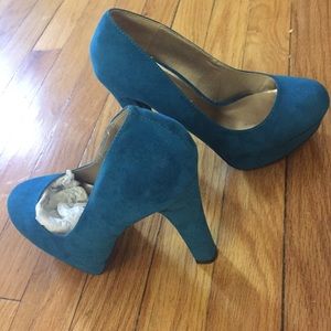 Teal platform heels