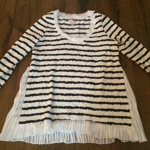 Long sleeve black and white striped shirt