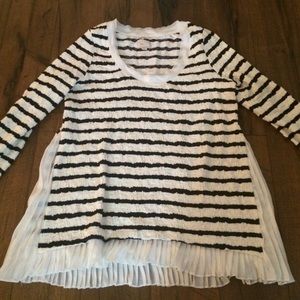 Long sleeve black and white striped shirt