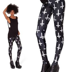 BlackMilk Cross of St Peter Black Leggings Medium