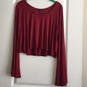 Garnet bell sleeve crop top