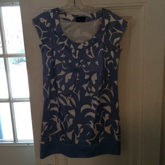 Max and Cleo Blue and White Patterned Cotton Dress - Picture 4 of 4