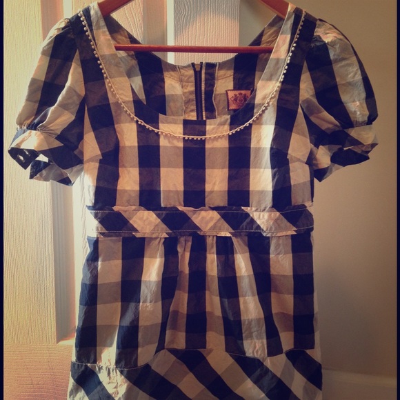 Juicy Couture Silk Gingham Blouse
