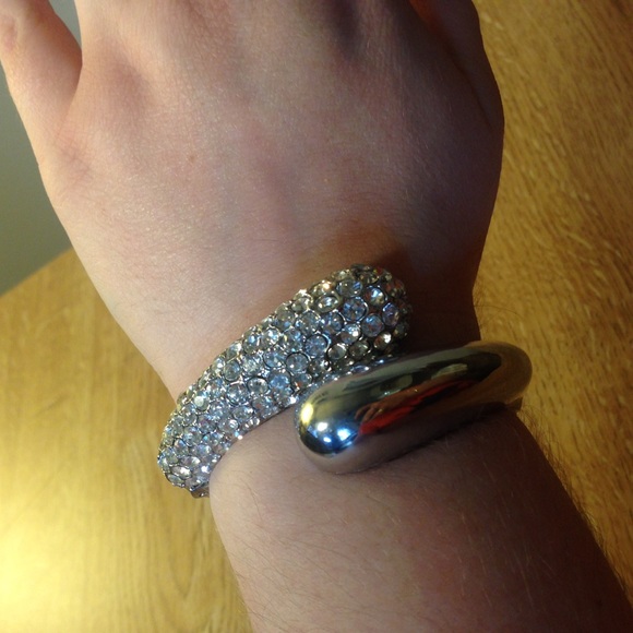 Silver Wrap Cuff with Rhinestones - Picture 2 of 2