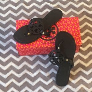 Black Leather Tory Burch sandals