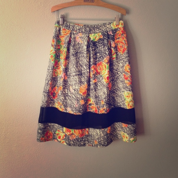 Lord & Taylor Sugar Lips A - Line Skirt - Floral