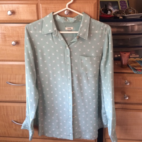 Fossil Silk Button Up