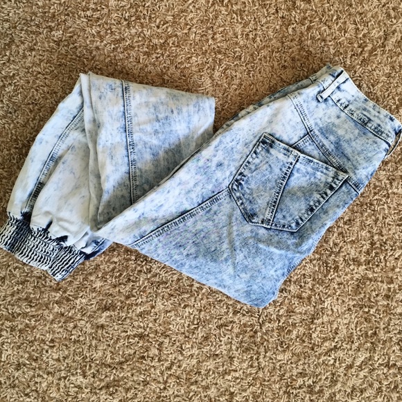 Acid High Waisted Cargo Jeans