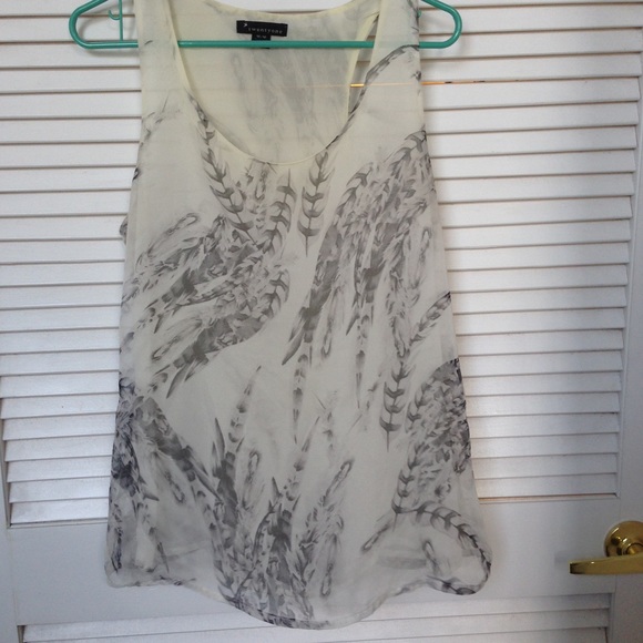 Semi-Sheer Tank w/ Feather Print