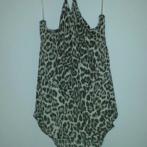 Heart soul Draped Leopard Print Top XL