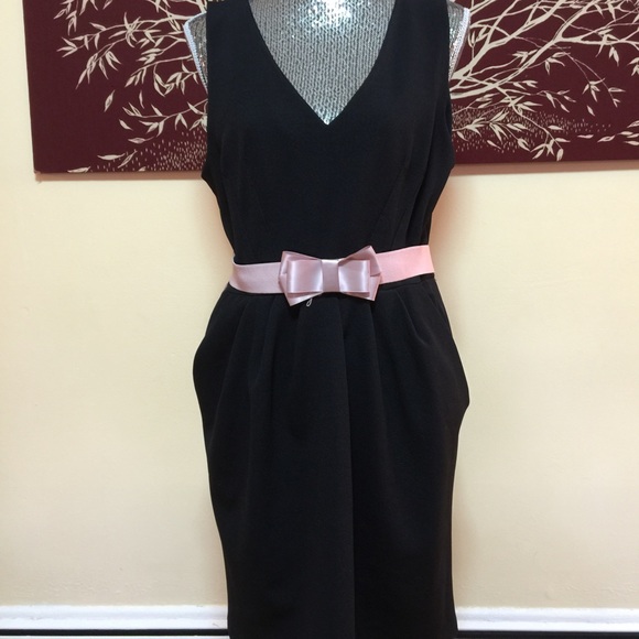 Black dress  with pink bow belt