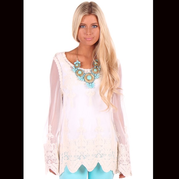 Express Tops - 🎀SOLD In Bundle🎀 White Sheer Lace Top