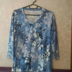 blue flowered shirt. 100% cotton/algadon