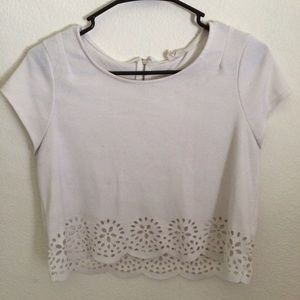 TRADED Scalloped crop top