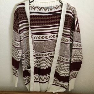 Thick maroon tribal cardigan