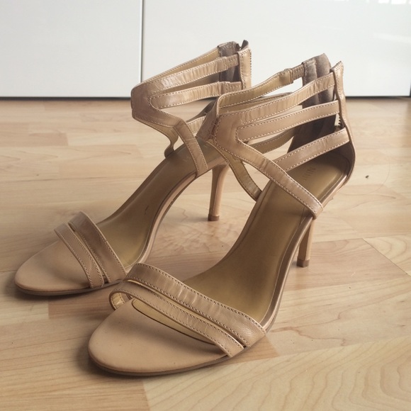 Nine West nude leather strappy heels