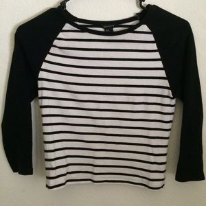 Baseball tee striped crop top