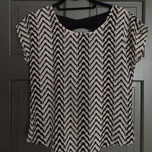 Black and Creme Chevron top