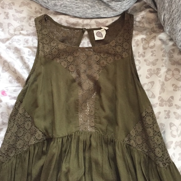 ANTHROPOLOGIE olive green swing dress