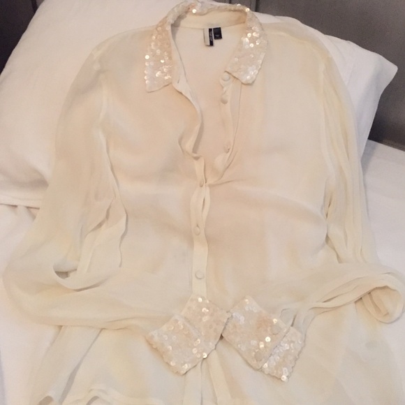 Topshop sheer cream button up