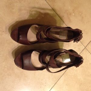 Leather wedge platform