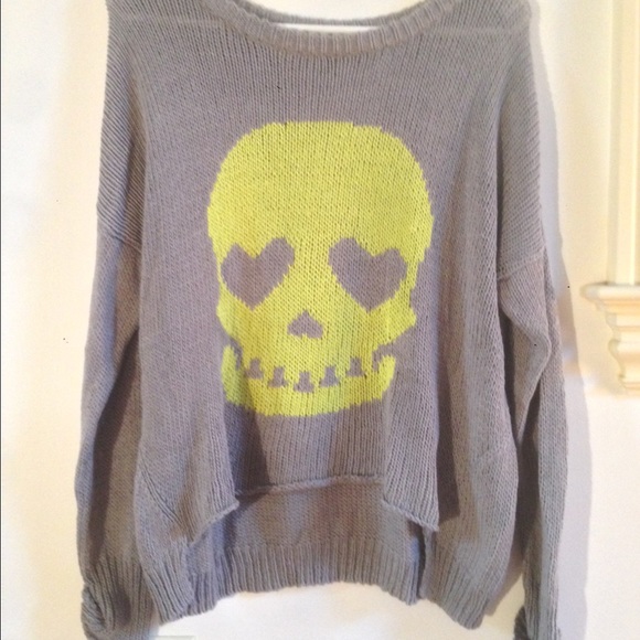 Grey and Green Skull Sweater