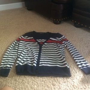 Red white and blue striped cardigan