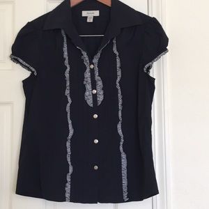 Navy blue button up blouse