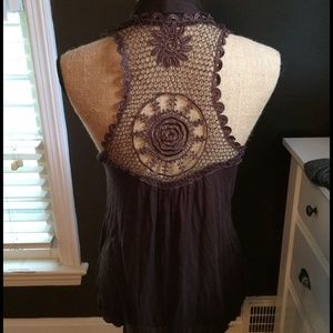 Brown flowy cardigan detailed back kimono