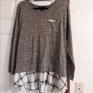 Black and white tunic with plaid