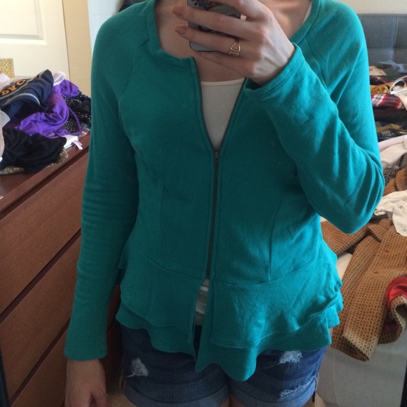 Super soft zip-up sweatshirt with peplum