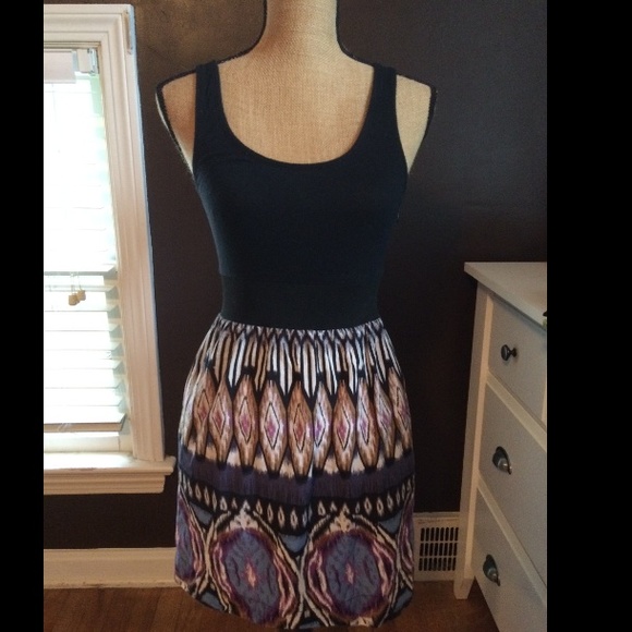 Black and pattern cotton sundress aztec style