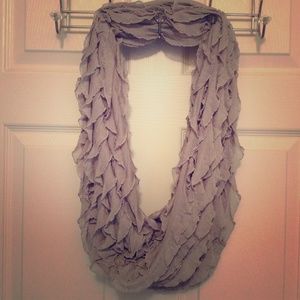 Grey Ruffle Infinity Scarf