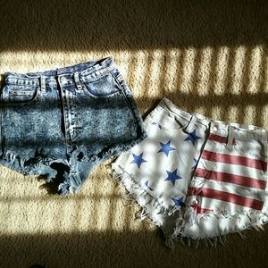 [●FINAL PRICE●] flag & Denim high waisted shorts
