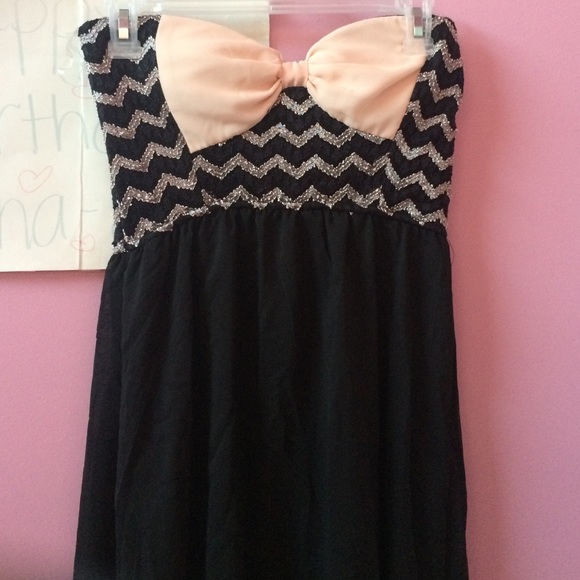 High-low strapless dress