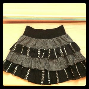 Black and White Ruffles Mini Skirt