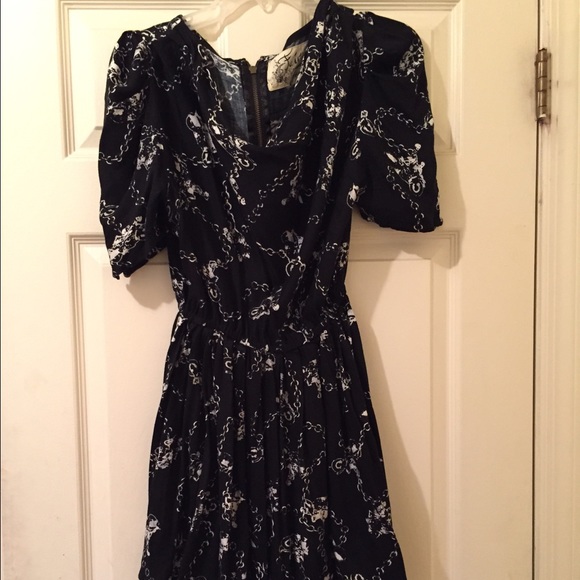 Skater dress with pleated shoulder & elastic waist