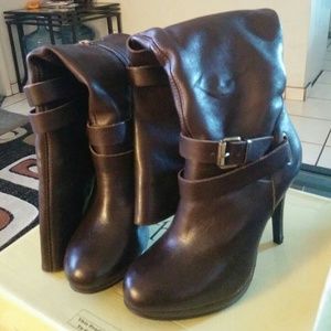 Brown leather boots