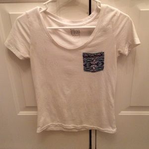 White Pacsun printed pocket shirt