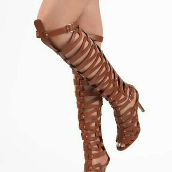 Tan, gladiator heels