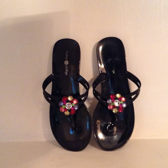 Lindsay Phillips Black Flip Flops