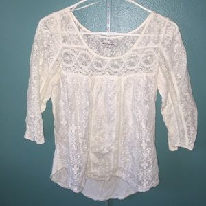 White Lace 3/4 Sleeve Tee
