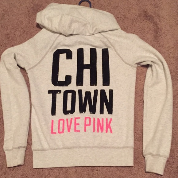 Victoria's Secret PINK Chi Town Pink bling hoodie