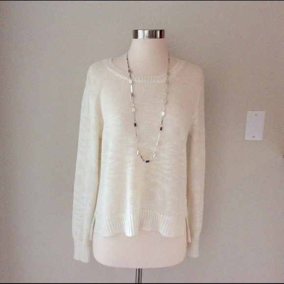 White Cream Linen-Blend Sweater