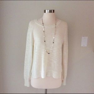White Cream Linen-Blend Sweater