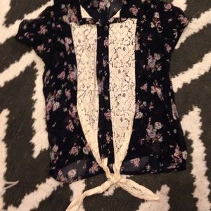 Floral top with lace.