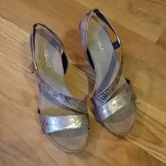 Light-Gold Wedge Sandals - size 8 1/2